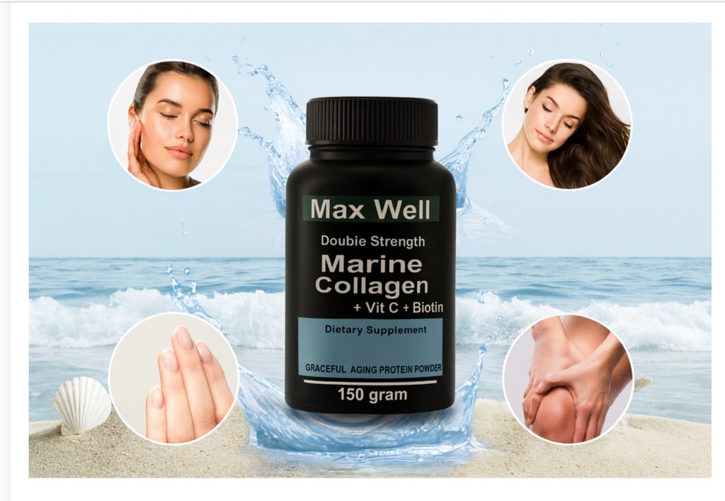 ✨ استعد لجمال طبيعي يدوم ✨ 🌊 كولاجين بحري نقي لبشرة مشرقة، شعر أقوى، وشباب دائم! 💆‍♀️💖